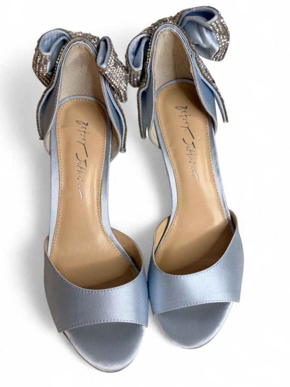 Betsey Johnson Powder Blue Satin Bow Heels